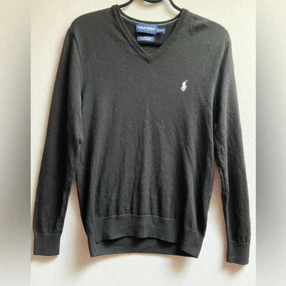 POLO  Golf Ralph Lauren V neck 100% Merino Wool knit sweater Sz S - Picture 1 of 7